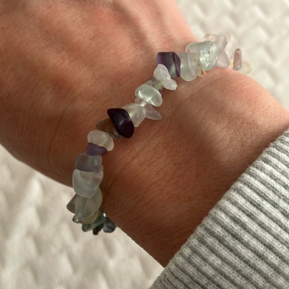 Flourite chip natural gemstone crystal bracelet